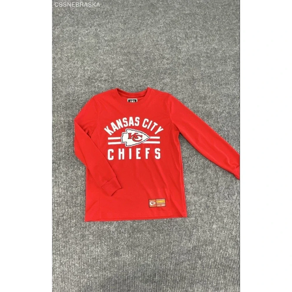 Kansas City Chiefs NFL Team Apparel Red Long Sleeve Shirt Youth 10-12